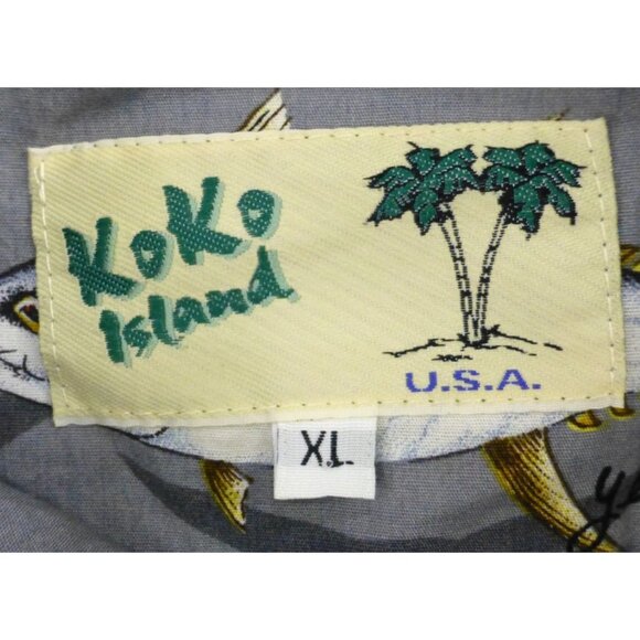 AOP Koko Island XL All Over Fish Print Mens Short Sleeve Button Up Shirt USA - Picture 3 of 9